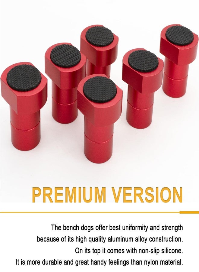 ViewReal 0.79inch(20mm) Red Aluminum Bench Dogs for Workbench Holes - Sturdy Woodworking Clamps Accessory with Quick Grip and Universal Fit (6 Pack) - Image 2