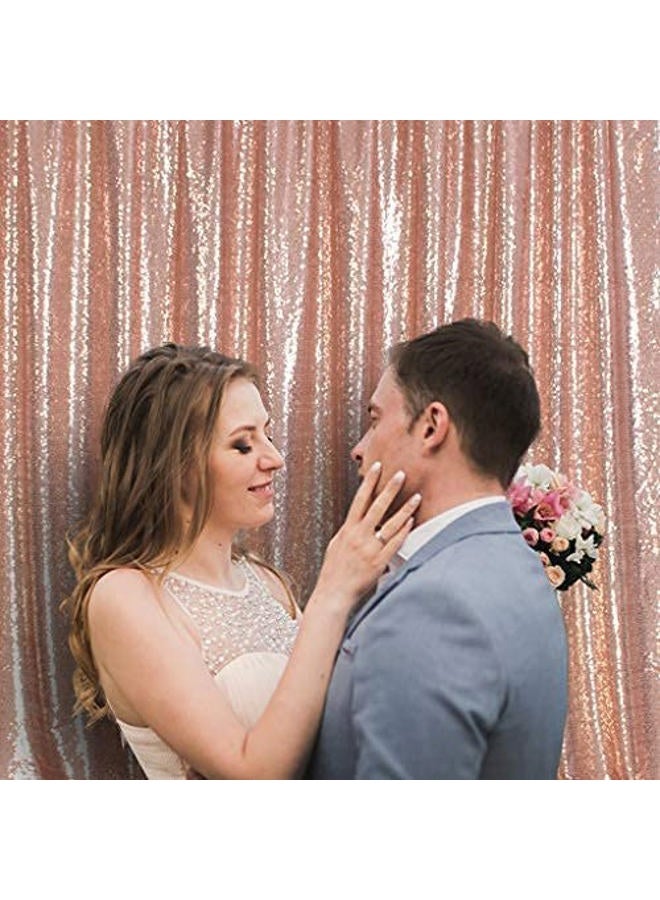 Poise3EHome 8Ft x 10Ft Rose Gold Sequin Backdrop, Glitter Thick Satin Sequin Background Drapes,Sequence Xmas Thanksgiving Backdrop for Wedding Party Holiday Festival Decor - Image 3