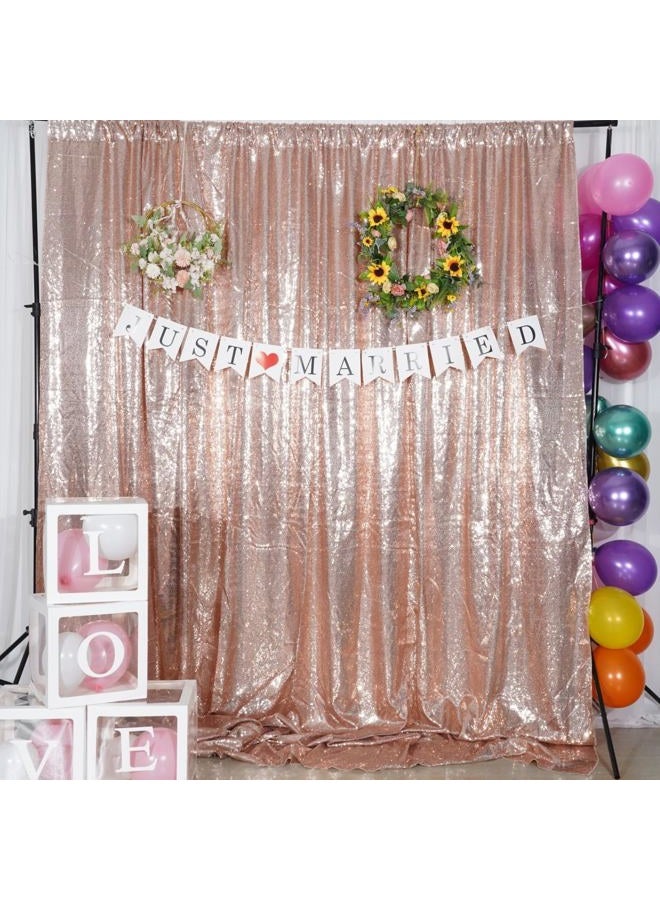 Poise3EHome 8Ft x 10Ft Rose Gold Sequin Backdrop, Glitter Thick Satin Sequin Background Drapes,Sequence Xmas Thanksgiving Backdrop for Wedding Party Holiday Festival Decor - Image 2
