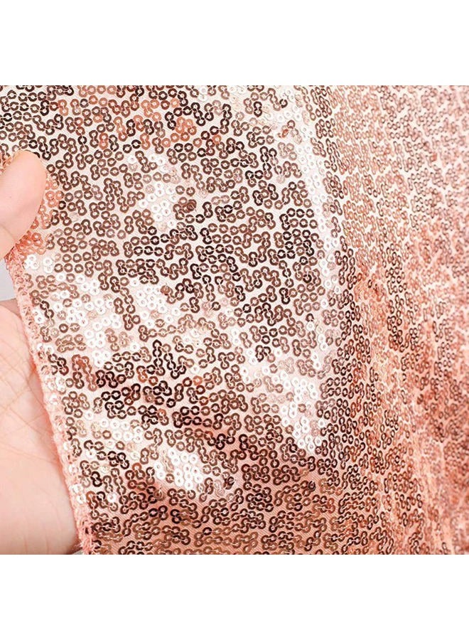 Poise3EHome 8Ft x 10Ft Rose Gold Sequin Backdrop, Glitter Thick Satin Sequin Background Drapes,Sequence Xmas Thanksgiving Backdrop for Wedding Party Holiday Festival Decor - Image 4