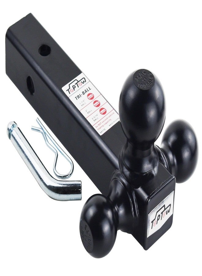TOPTOW 64172HP Trailer Receiver Hitch Triple Ball Mount, Black Balls, with Hitch Pin, Fits for 2 inch Receiver… - Image 1