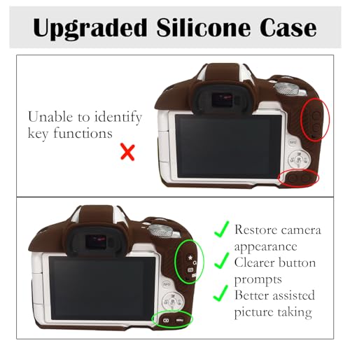 Easy Hood R50 Camera Case, Buttons Marking Protective Camera Cover for Canon EOS R50 Mirrorless Vlogging Camera, Soft Silicone Case Lightweight Body Skin Bag Cover Brown - Image 3
