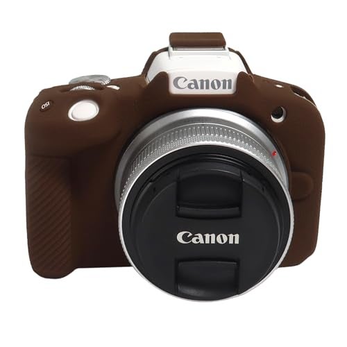 Easy Hood R50 Camera Case, Buttons Marking Protective Camera Cover for Canon EOS R50 Mirrorless Vlogging Camera, Soft Silicone Case Lightweight Body Skin Bag Cover Brown - Image 1