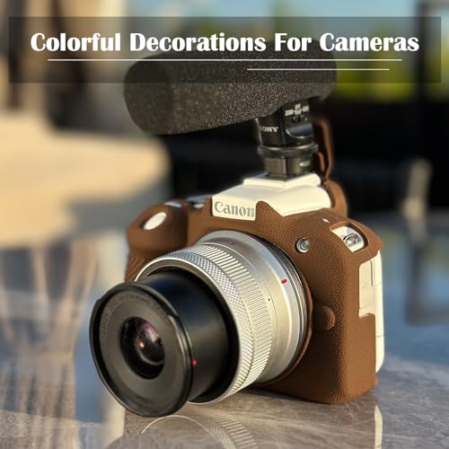 Easy Hood R50 Camera Case, Buttons Marking Protective Camera Cover for Canon EOS R50 Mirrorless Vlogging Camera, Soft Silicone Case Lightweight Body Skin Bag Cover Brown - Image 5