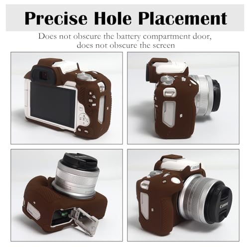 Easy Hood R50 Camera Case, Buttons Marking Protective Camera Cover for Canon EOS R50 Mirrorless Vlogging Camera, Soft Silicone Case Lightweight Body Skin Bag Cover Brown - Image 2