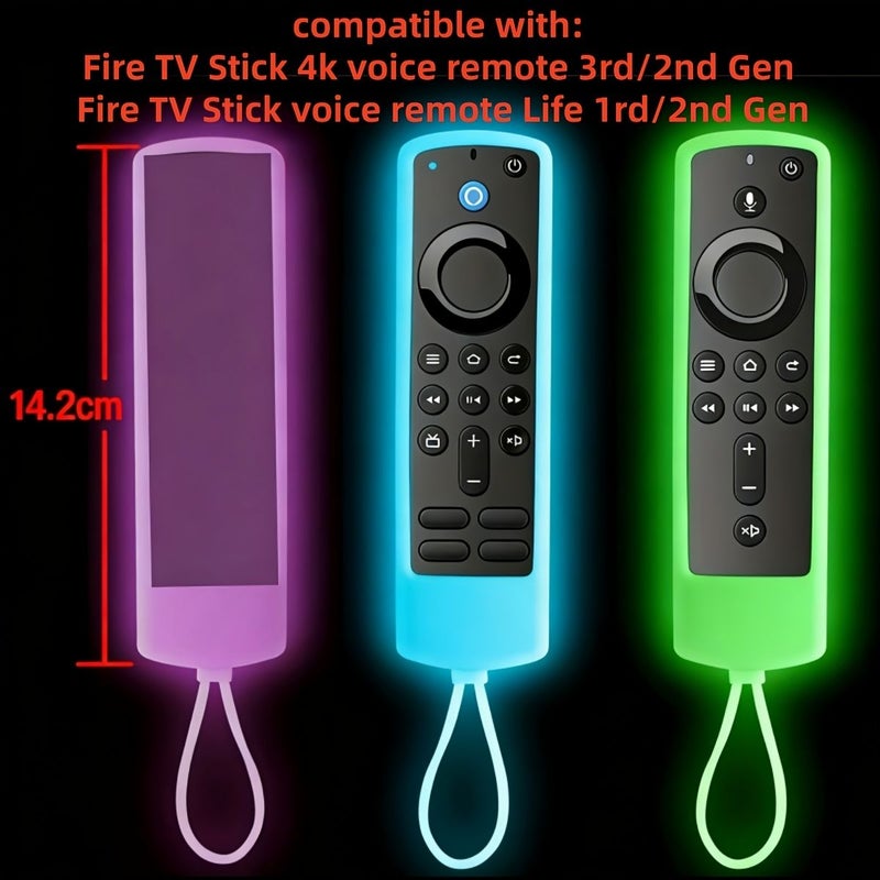 5.59 إنش غطاء سيليكون مضيء في الظلام لحماية جهاز Fire TV Stick 4K مع ريموت Alexa الصوتي، يحمي جهاز التحكم عن بُعد ويعزز تجربة الألعاب لديك، متوافق مع 4K Plus Lite Cube، يشمل حبل معصم لسهولة الوصول، سيليكون عالي المرونة بنفسجي مضيء. - Image 2