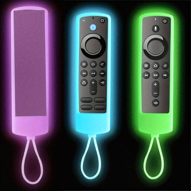 5.59 إنش غطاء سيليكون مضيء في الظلام لحماية جهاز Fire TV Stick 4K مع ريموت Alexa الصوتي، يحمي جهاز التحكم عن بُعد ويعزز تجربة الألعاب لديك، متوافق مع 4K Plus Lite Cube، يشمل حبل معصم لسهولة الوصول، سيليكون عالي المرونة بنفسجي مضيء. - Image 1