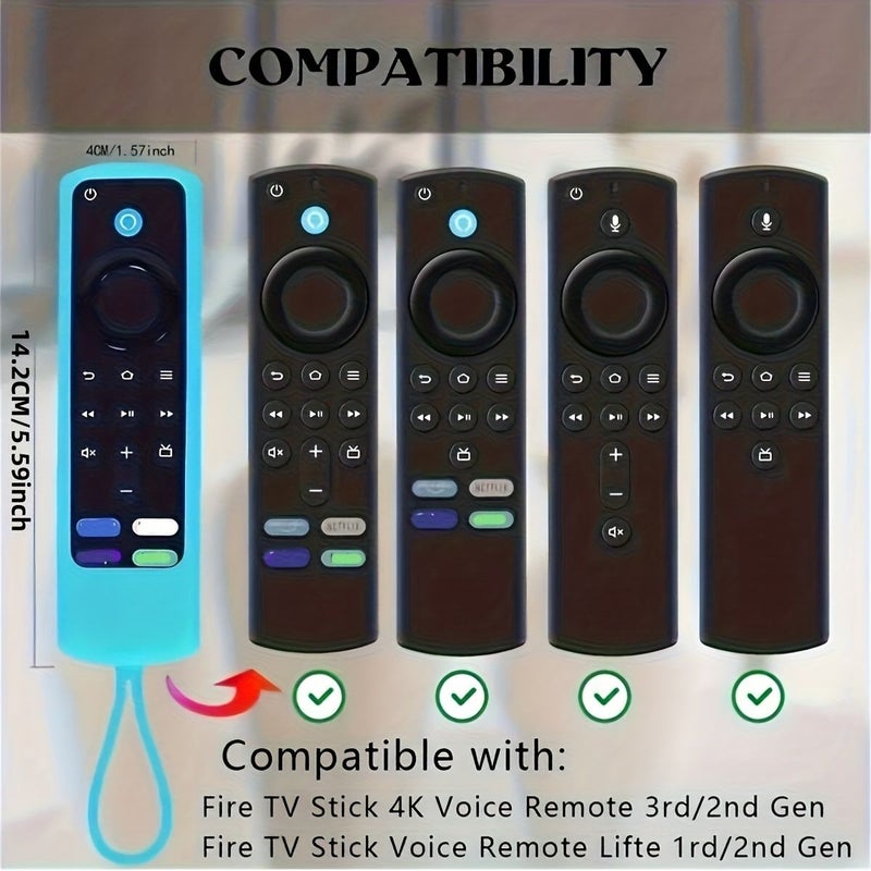 5.59 إنش غطاء سيليكون مضيء في الظلام لحماية جهاز Fire TV Stick 4K مع ريموت Alexa الصوتي، يحمي جهاز التحكم عن بُعد ويعزز تجربة الألعاب لديك، متوافق مع 4K Plus Lite Cube، يشمل حبل معصم لسهولة الوصول، سيليكون عالي المرونة بنفسجي مضيء. - Image 4