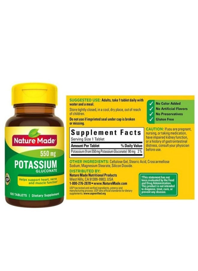 Nature Made - Potassium Gluconate 550Mg 100 Tablets - Image 1
