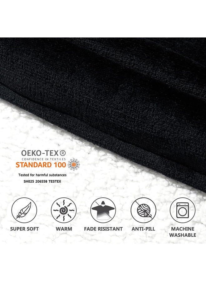 Qeils Oversized Wearable Blanket Hoodie, Comfy Sherpa Sweatshirt Pullover Jacket(Black,Adult) - Image 5