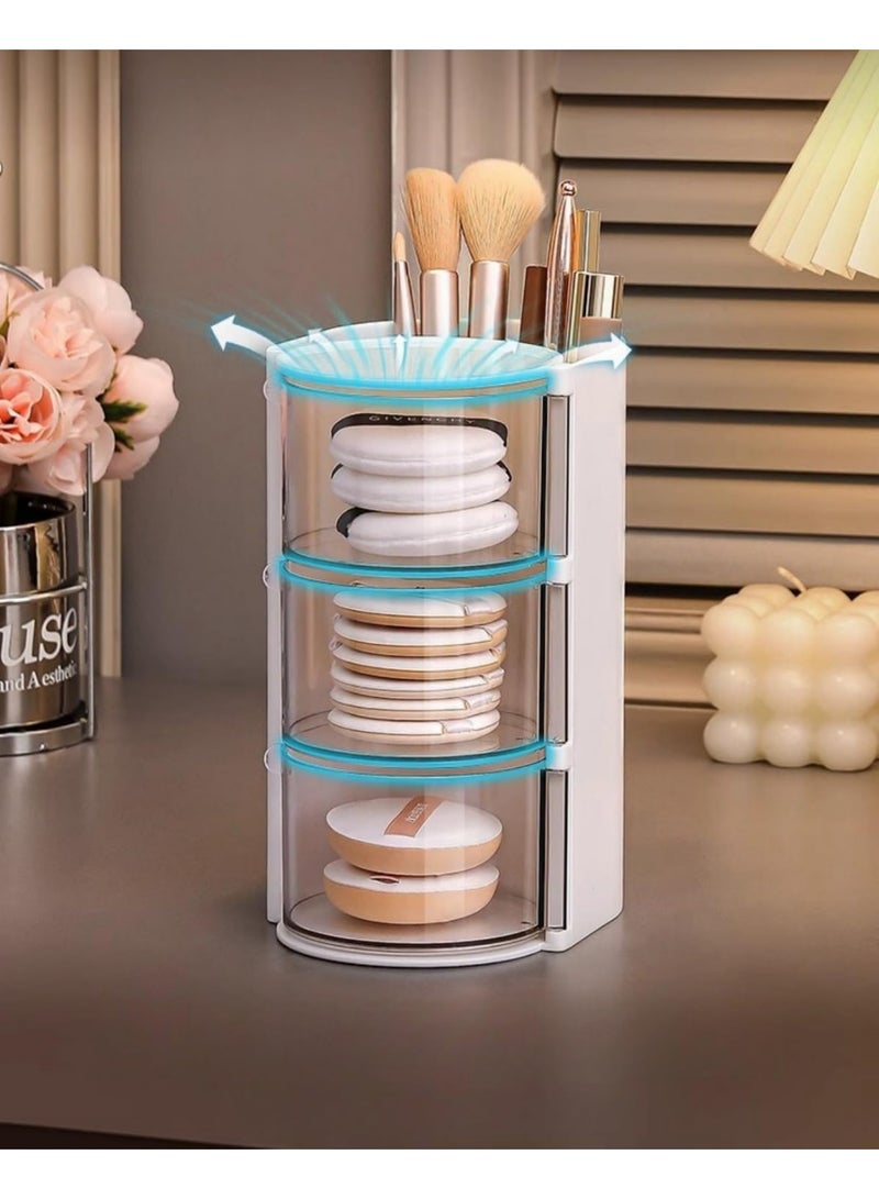 Makeup brush organizer, clear acrylic makeup sponge organizer, cosmetic storage box with drawers, makeup sponge organizer, makeup display case for vanity table (pink, medium, 3 layers) - Image 2