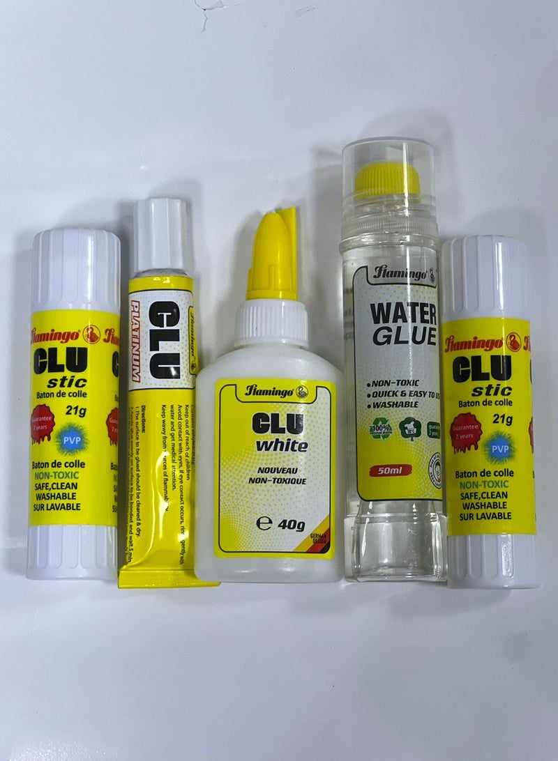 Flamingo Assorted Multi Purpose Glue 5-Piece Packet with Different types of Glue - Image 1