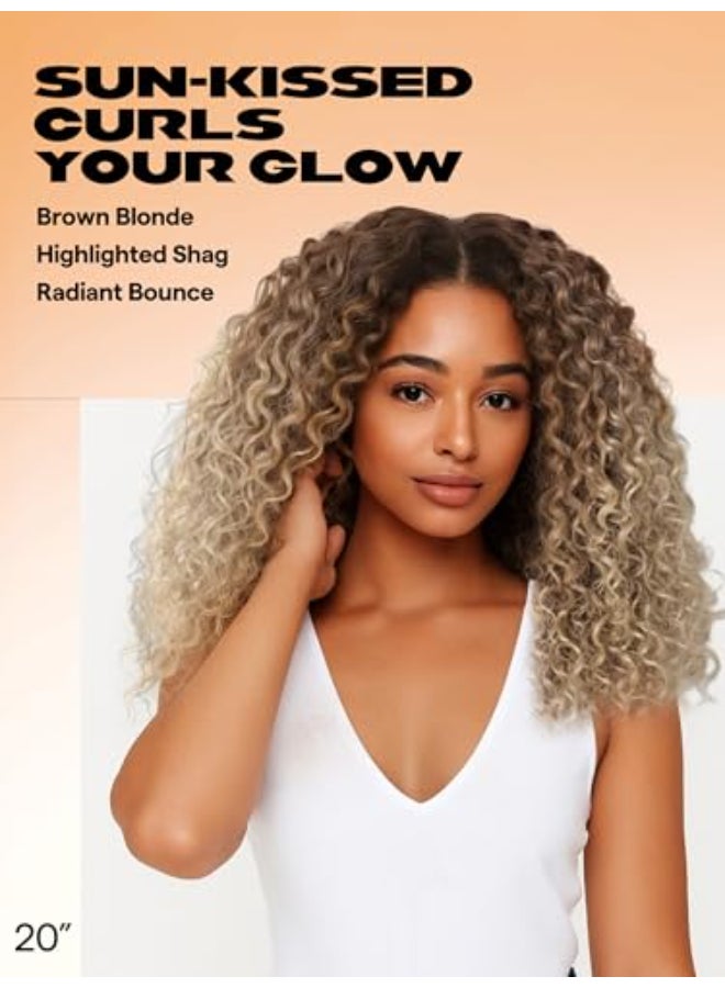 GORGIUS Brown and Blonde Highlight Curly Lace Front Wigs Pre Cut Glueless Highlighted Synthetic Wig Upgraded with Premium HumanHairLike Fiber Pre Plucked Hairline 20 Inch - Image 3