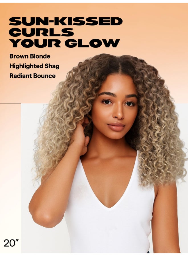 GORGIUS Brown and Blonde Highlight Curly Lace Front Wigs Pre Cut Glueless Highlighted Synthetic Wig Upgraded with Premium HumanHairLike Fiber Pre Plucked Hairline 20 Inch - Image 4