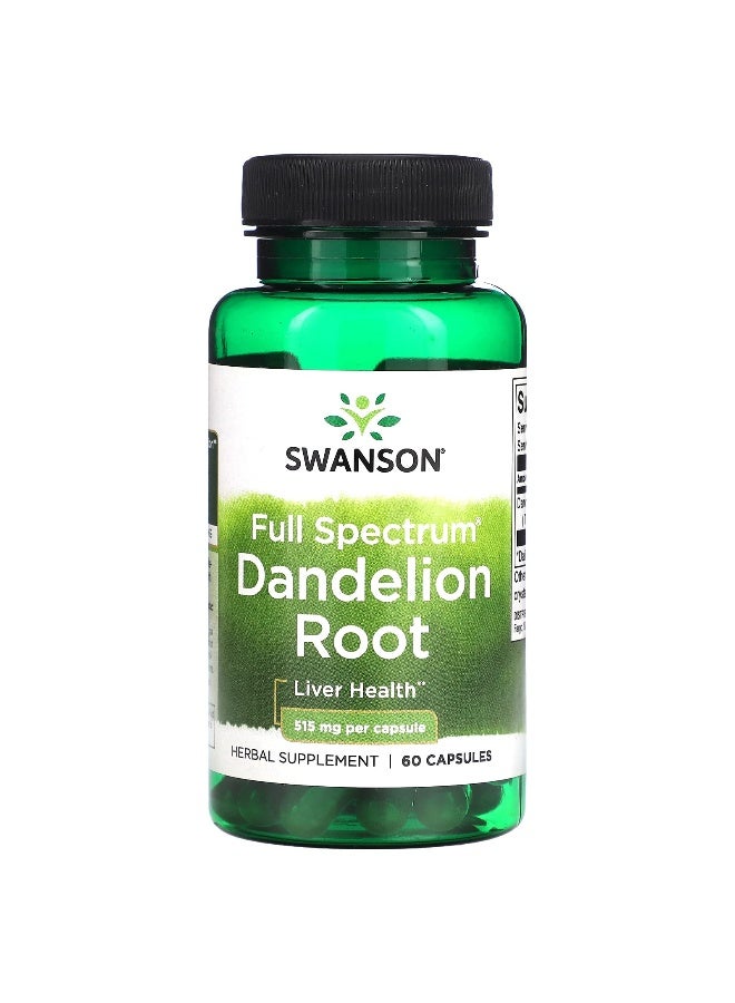 Swanson, Full Spectrum Dandelion Root, 515 mg, 60 Capsules (Packaging may vary) - Image 1