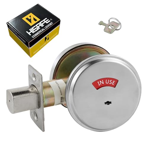HISAFE inUseVacant Commercial Deadbolt Heavy Duty Satin Chrome Grade 2 Privacy Indicator Deadbolt for BathroomOffice UL3 Hour Fire Rated LeftRight Handed 2 34 Backset - Image 1