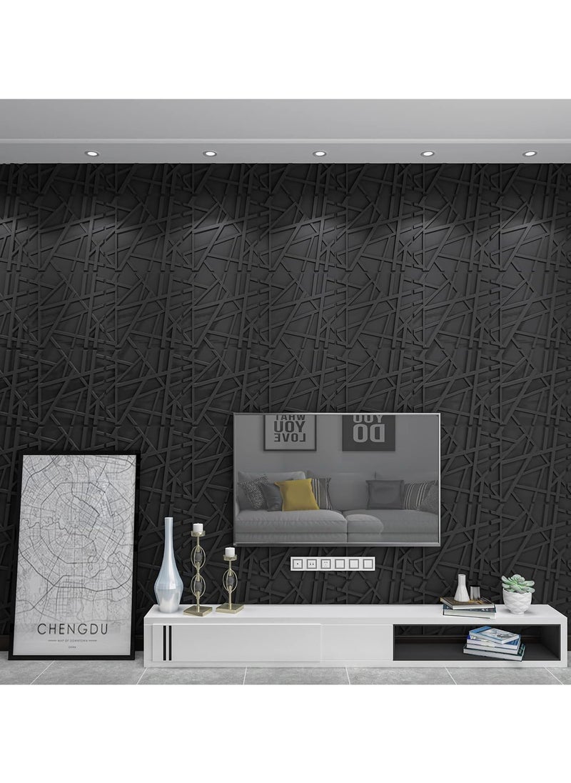 Generic Decorative 3D Wall Panels in Diamond Design, 3D Wall Panels, PVC 3D Wall Panel Diamond, 3D Textured Wall Panels, for Interior Wall Decor, 50 * 50cm Matt, 12Pack (Stripe, Black)  - Image 3