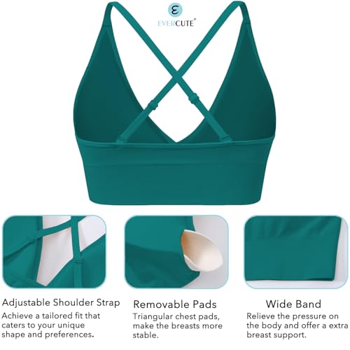 Evercute Women's Sports Bras Adjustable Deep V Neck Bras Wireless Spaghetti Strap Criss Cross Padded Seamless Low Support Sexy Everyday Bras - Image 4