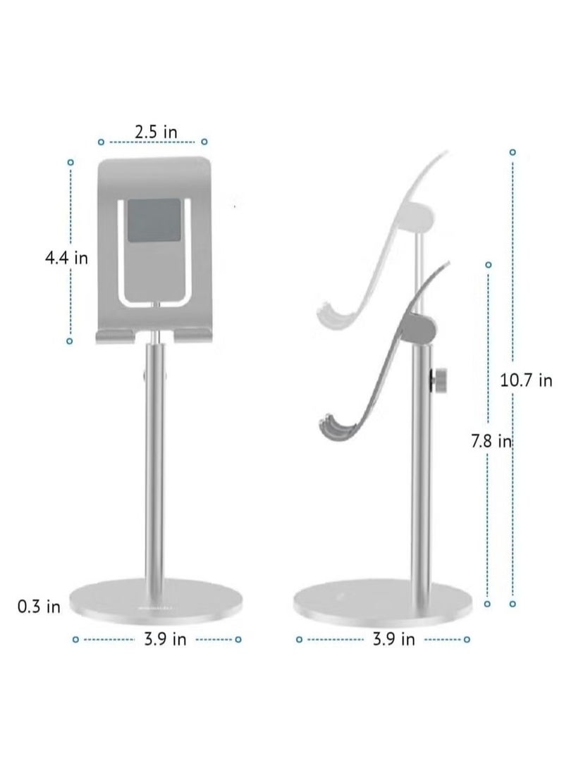 JAJEEK Universal Adjustable Aluminum Alloy Mobile & Tablet Stand – Sleek Silver Desktop Holder for Smartphones, iPads & Tablets – Foldable, Angle & Height Adjustable Phone Dock for Desk, Bedside or Office Use – Stable, Lightweight & Compatible with All Devices - Image 4
