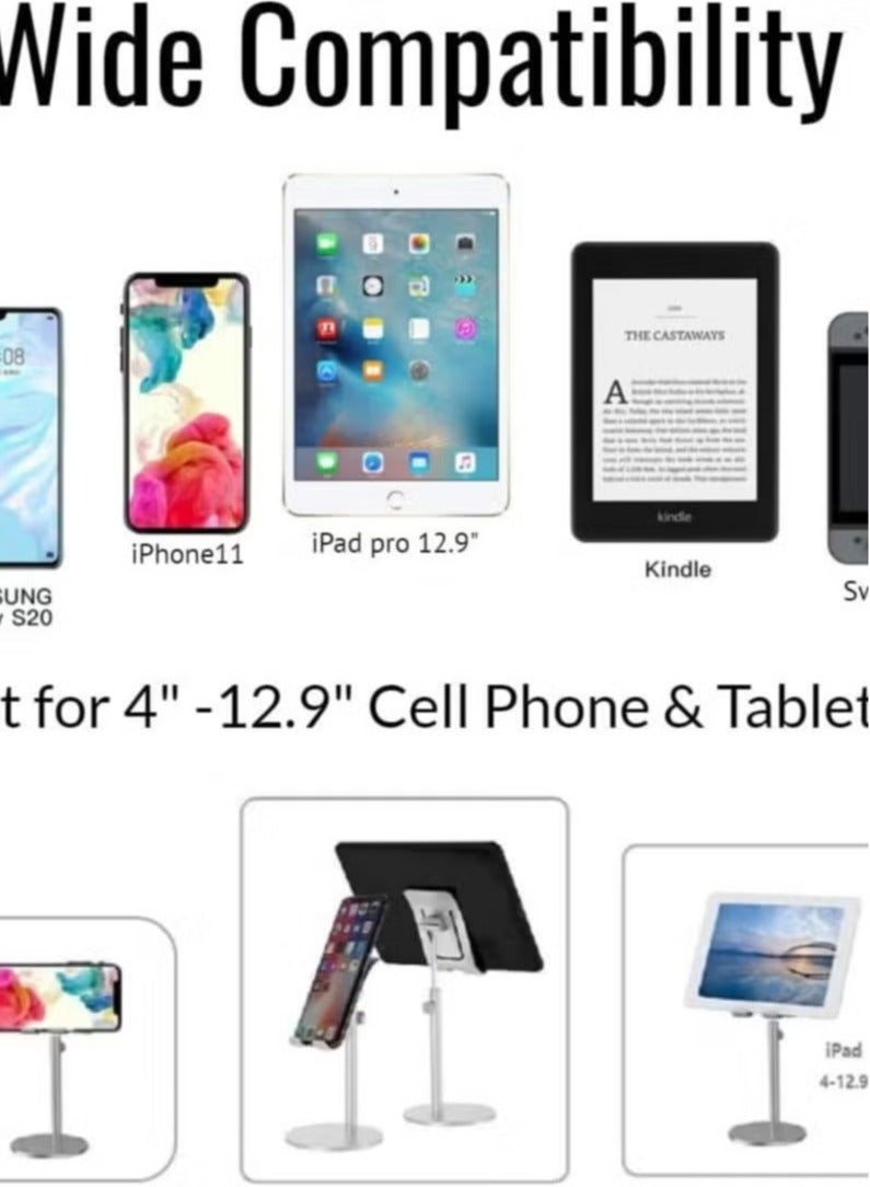 JAJEEK Universal Adjustable Aluminum Alloy Mobile & Tablet Stand – Sleek Silver Desktop Holder for Smartphones, iPads & Tablets – Foldable, Angle & Height Adjustable Phone Dock for Desk, Bedside or Office Use – Stable, Lightweight & Compatible with All Devices - Image 5