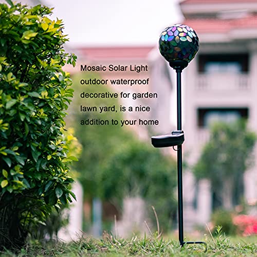 VCUTEKA Solar Lights Outdoor Decorative - Mosaic Solar Garden Light Waterproof LED Pathway Stake Light for Landscape Lawn Patio Yard Decoration, 1 Pack - Image 3