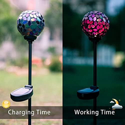 VCUTEKA Solar Lights Outdoor Decorative - Mosaic Solar Garden Light Waterproof LED Pathway Stake Light for Landscape Lawn Patio Yard Decoration, 1 Pack - Image 4