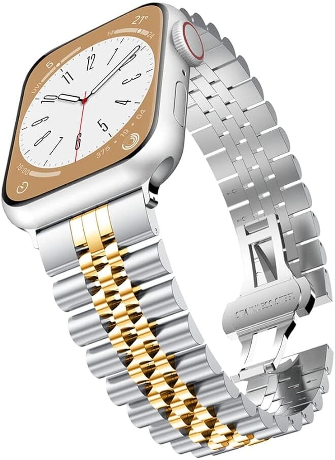 baozai - baozai Compatible with Apple Watch Band Series 5 44mm 42mm, Stainless Steel iWatch Band with Butterfly Folding Clasp for iWatch Band Series 5/4/3/2/1 - Image 1