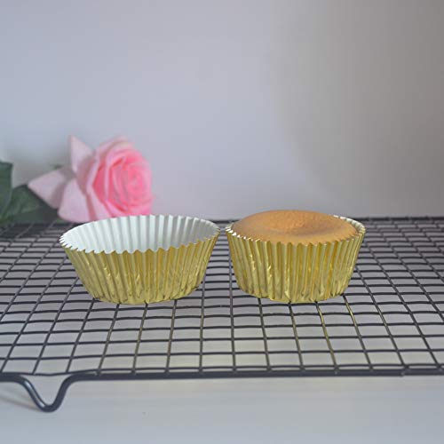 Huaswan Shiny Gold Foil Cupcake Liners Standard Paper Baking Cups for Wedding, Party and More, 120-Count - Image 4