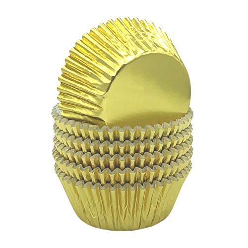 Huaswan Shiny Gold Foil Cupcake Liners Standard Paper Baking Cups for Wedding, Party and More, 120-Count - Image 1