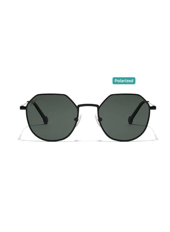 30Sundays Turn Up Polarised,Men Sunglasses, Geometric Sunglasses, UV Protection: UV400 (Black,Green)