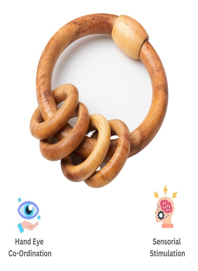 WoCra® Neem Wood Baby Teether Toys - Organic Wooden Teething & Chew Toys for Infants, Toddlers & Newborns | Safe Non-Toxic Baby Soothers | Ring Teether/Rattle for Babies |Pack of 1 - Image 2