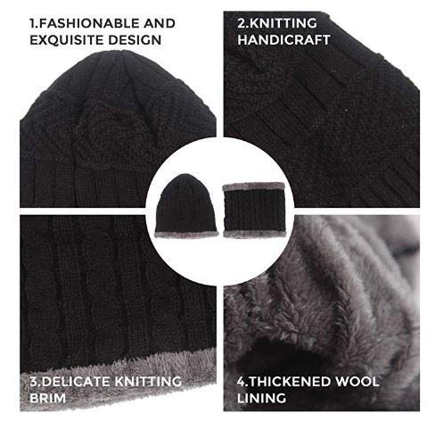 ADBUCKS Snow Proof Inside Fur Wool Unisex Beanie Cap with Neck Warmer Set Knit for Men & Women (Brown) - Image 5