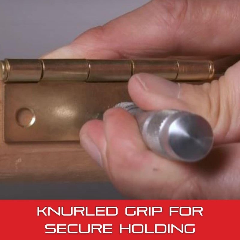 Starrett Steel Center Punch with Square Shank and Knurled Finger Grip - Hardened and Tempered, 3-3/4" Length, 3/32" Diameter Tapered, 3/8" Square Thickness - 264C - Image 4