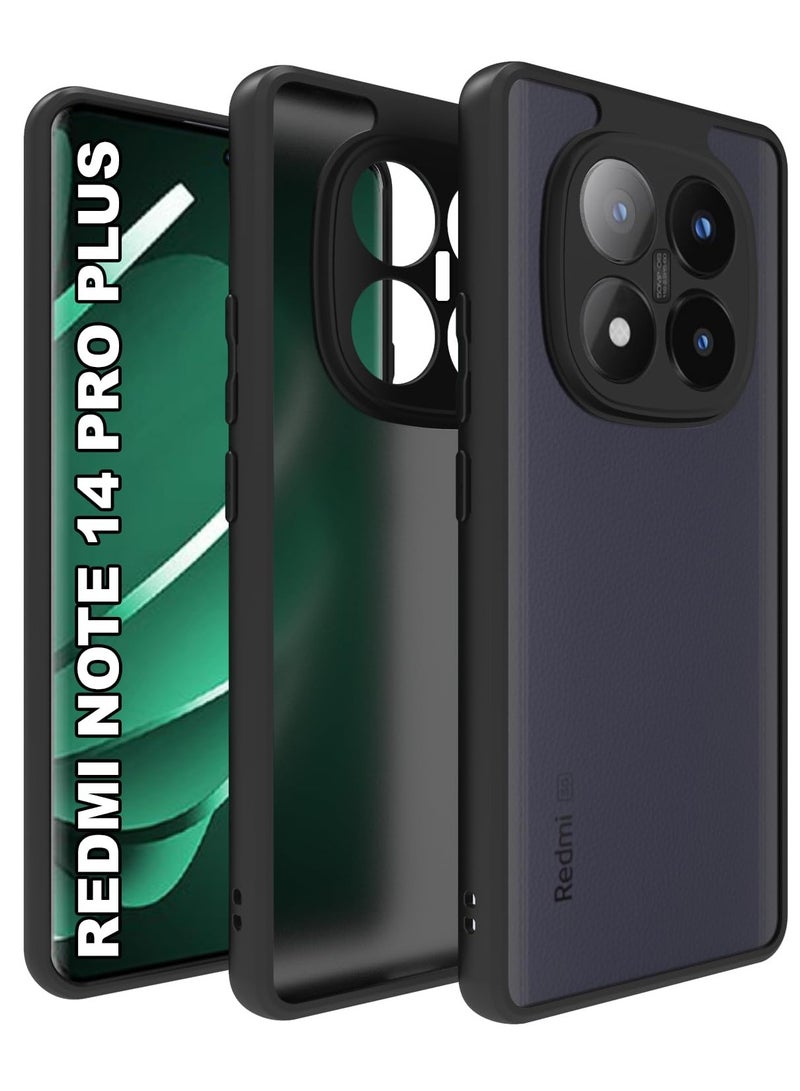 Case Cover Shockproof Hard PC Back Soft TPU Frame Matte Black Slim Protective Cover Compatible with  Redmi Note 14 Pro Plus ( Black) - Image 1