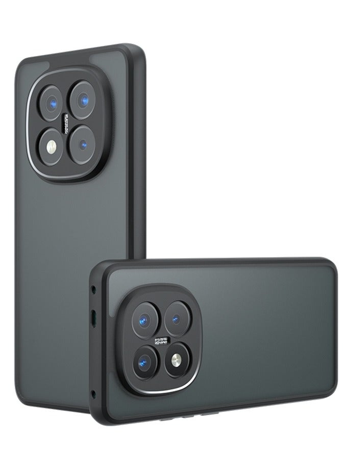 Case Cover Shockproof Hard PC Back Soft TPU Frame Matte Black Slim Protective Cover Compatible with  Redmi Note 14 Pro Plus ( Black) - Image 2