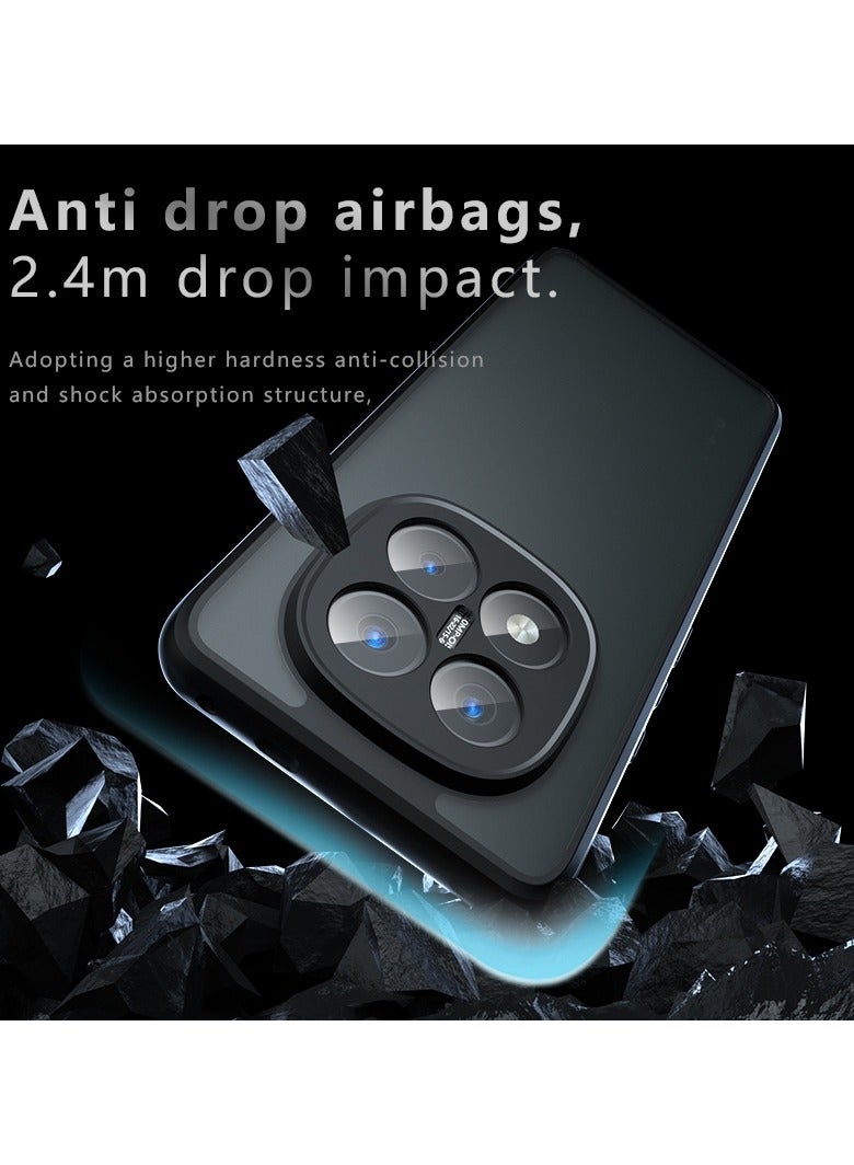 Case Cover Shockproof Hard PC Back Soft TPU Frame Matte Black Slim Protective Cover Compatible with  Redmi Note 14 Pro Plus ( Black) - Image 4