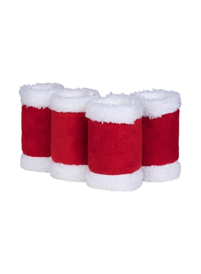 horze HORZE Santa Faux Fur Polyester Christmas Horse Leg Wraps | Pack of Four - Red - One Size - Image 1