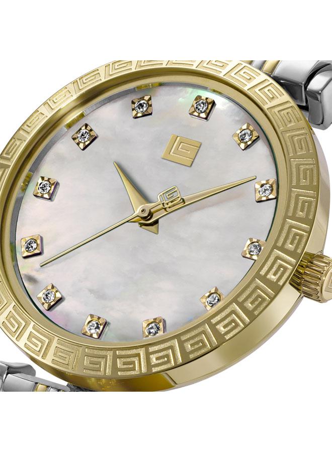 غاي لاروش ساعة يد نسائية إلودي بقرص من عرق اللؤلؤ الأبيض وسوار معدني فضي ذهبي بعقارب  مم - Image 4