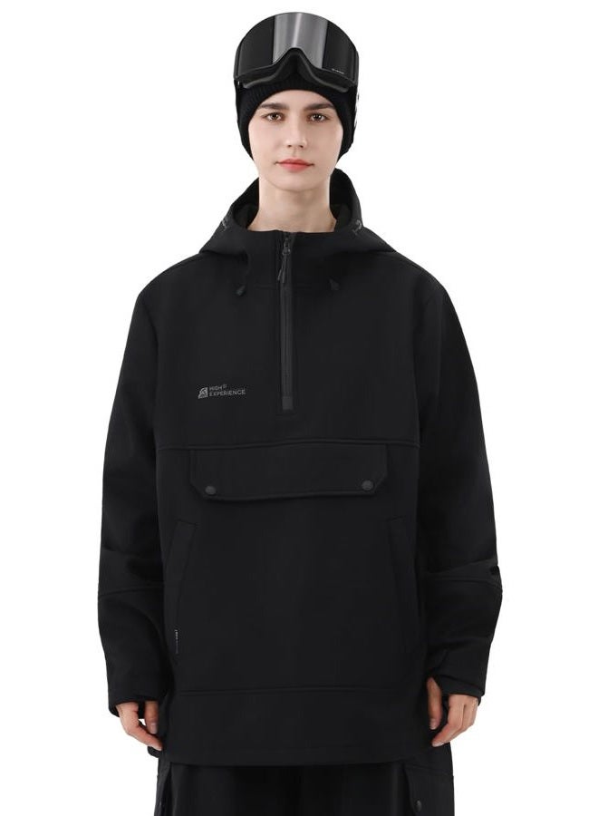 HIGH EXPERIENCE Ski Hoodie Snowboard Pullover Jacket Snow Anarok Baggy Waterproof Windproof Insulated for Women Men, Pink White, M - Image 1