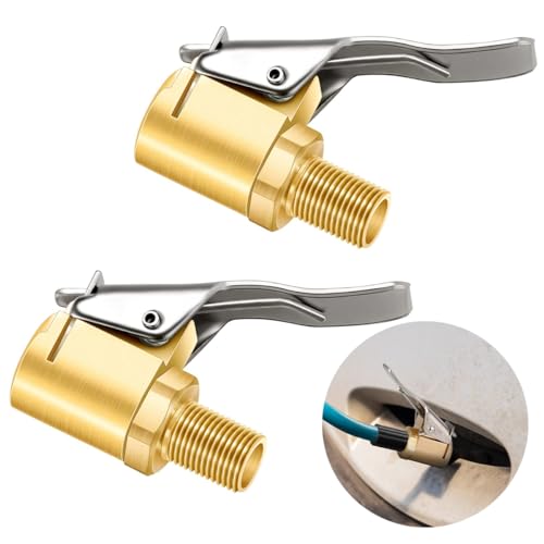 STHIRA® 2Pcs Brass Tire Valve Adapter with Secure Lock High-Quality 250 PSI Rated Air Pump Nozzle for Car & Cycle Accessories Motorcycles & Bicycles Most Fit for Tire Pressure Gauges & Air Compressors - Image 1