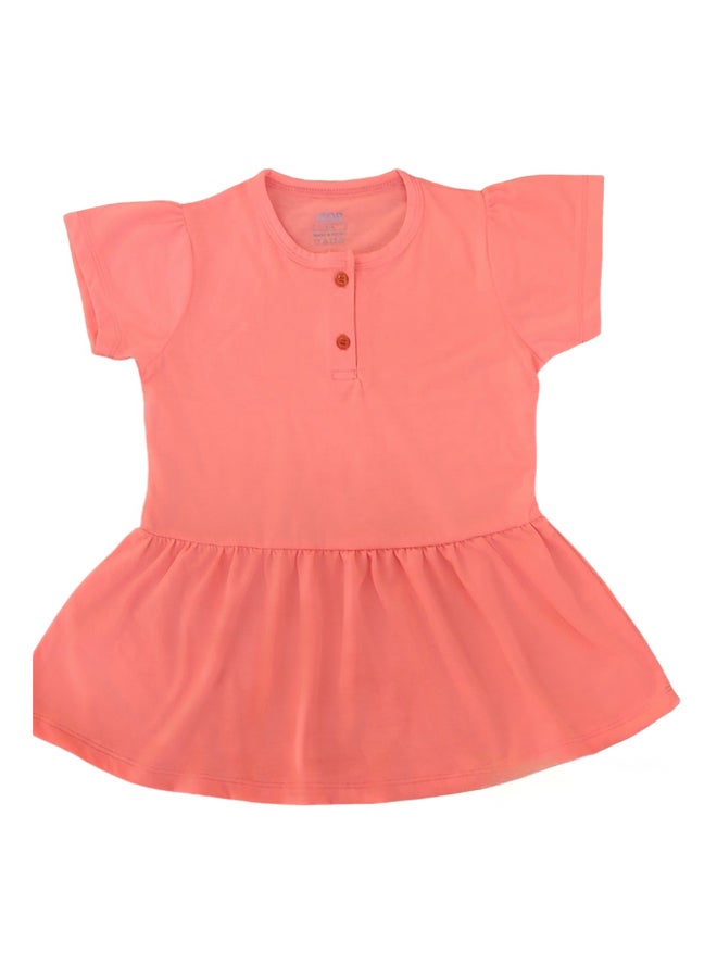 إيزور فستان بناتى زراير ساده لون اورانج