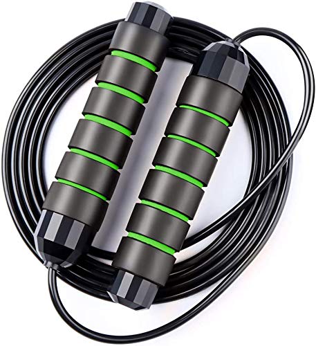 LAFILLETTE Tangle-Free Ball Bearing Adjustable Memory Foam Anti Skid Handle Skipping Rope (Green) - Image 1