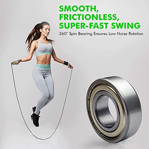 LAFILLETTE Tangle-Free Ball Bearing Adjustable Memory Foam Anti Skid Handle Skipping Rope (Green) - Image 2