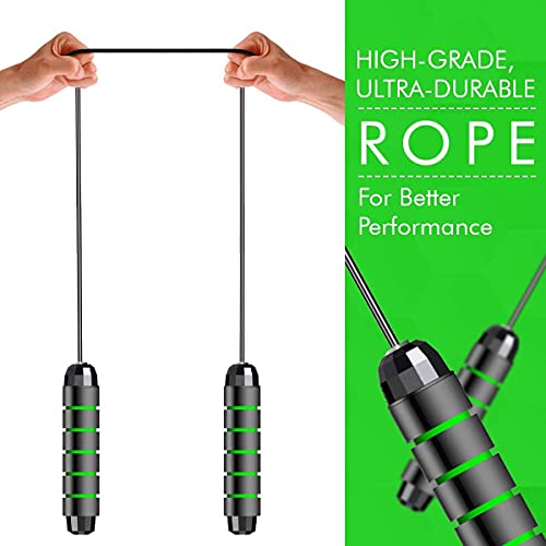 LAFILLETTE Tangle-Free Ball Bearing Adjustable Memory Foam Anti Skid Handle Skipping Rope (Green) - Image 3