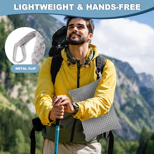 Nenolix Travel Blanket Airplane Compact with Bag, Travel Essentials 3 in 1 Packable Airplane Blanket, Travel Pillow and Blanket Set, Inflatable Pillow, Luggage Sleeve & Backpack Clip (Light Grey) - Image 5