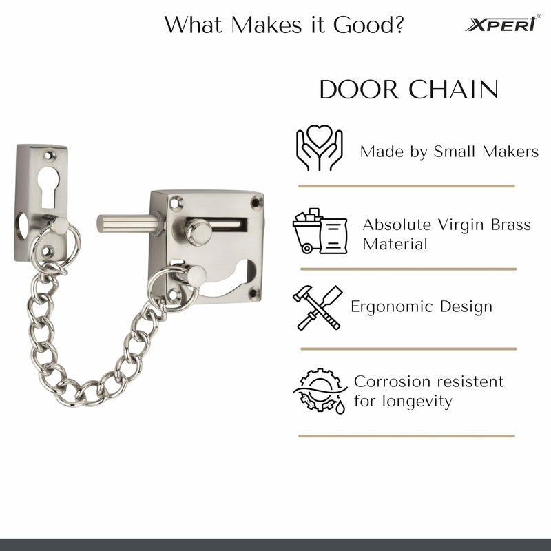 Xpert S.S Door Chain Brass with Latch by , 1Pc Works Chain Lock for Door, & Door Lock, Door Locks for Main Door, Door Chain Lock for Main Door, Safety Lock for Door, Inside Main Door Locks for Home - Image 2