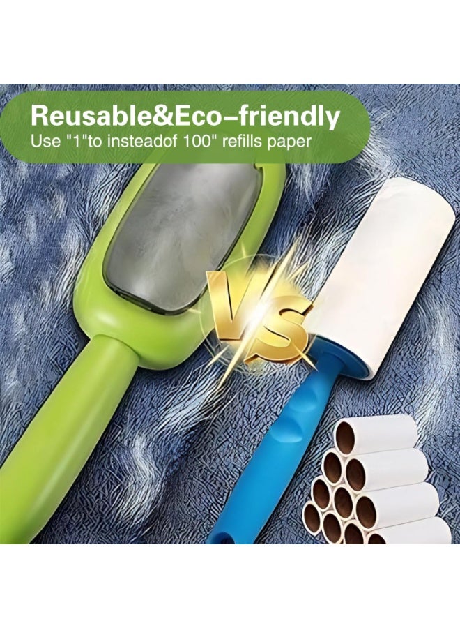 دي إم جي تك فرشاة إزالة شعر الحيوانات الأليفة، فرشاة فرو قابلة لإعادة الاستخدام للملابس والأثاث ومقاعد السيارات، بكرة إزالة الوبر قابلة للغسل لشعر القطط والكلاب، فرشاة تنظيف محمولة آمنة على الأقمشة، لون أخضر - Image 4