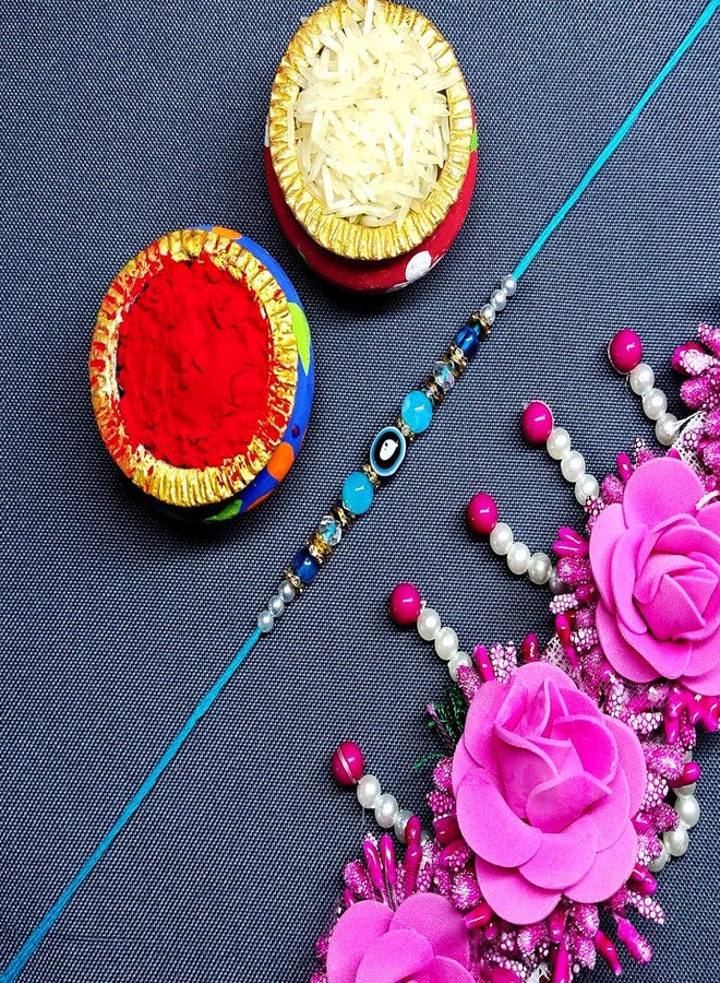 Anant Infinity Pearl and Evil Eye Bracelet for Kids Gentle and Protective, Bhaiya, Bhai, Kids, Pearl, Beads, Bro, Bracelet With Roli Chawal & Greeting Card, AI-362 - Image 2