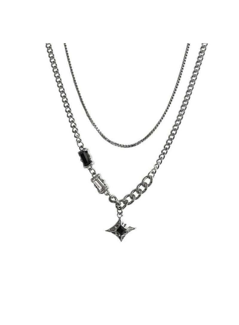 Double-layer Necklace Men's Trendy Sweater Chain Light Luxury Niche Design Hip-hop Style - Image 2
