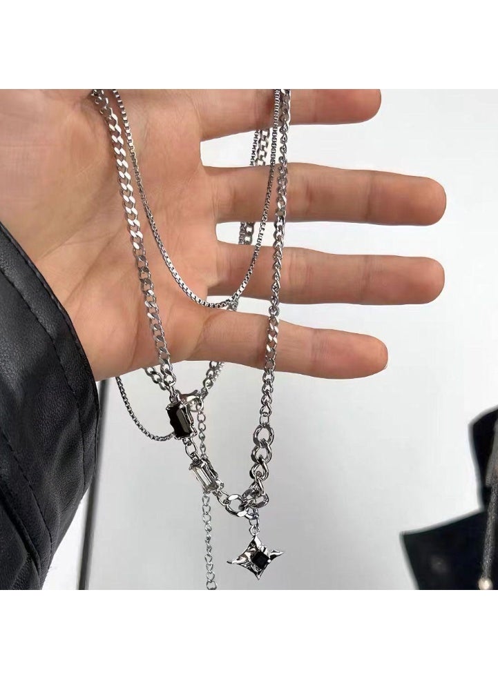 Double-layer Necklace Men's Trendy Sweater Chain Light Luxury Niche Design Hip-hop Style - Image 4
